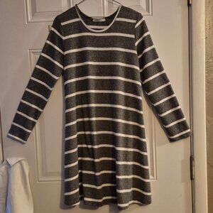 Dress ,small. Gray/white stripe sweater material.